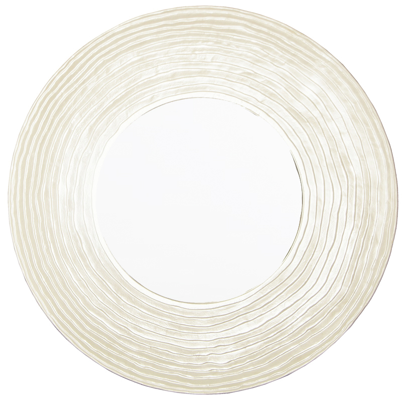 TS040 Wall décor art mirror white tone classic ornate round